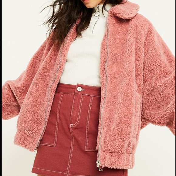 urban outfitters batwing teddy fleece jacket
